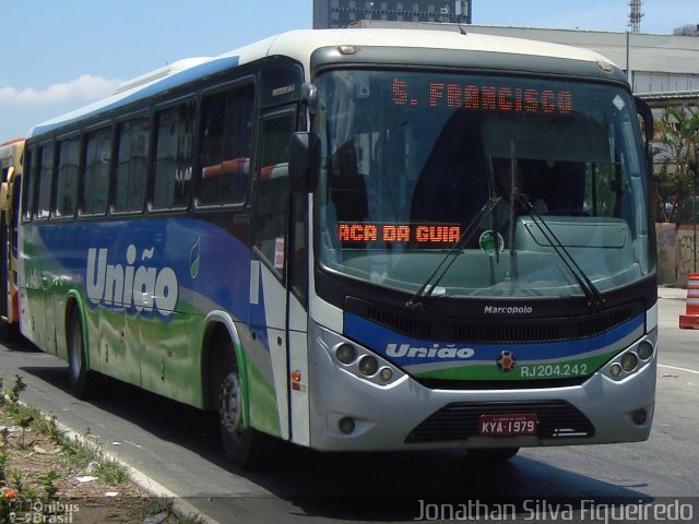 Viação União RJ 204.242 na cidade de Rio de Janeiro, Rio de Janeiro, Brasil, por Jonathan Silva Figueiredo. ID da foto: 4008741.