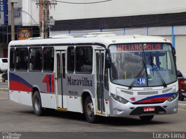 Maravilha Auto Ônibus ITB 01.156 na cidade de Itaboraí, Rio de Janeiro, Brasil, por Lucas Lima. ID da foto: 4030422.