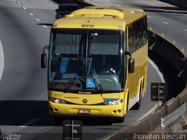 Viação Itapemirim 8707 na cidade de Lavrinhas, São Paulo, Brasil, por Jhonatan Diego da Silva Trevisan. Número da foto: #4050836.