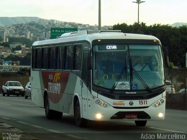 Viação Triunfo 1511 na cidade de Belo Horizonte, Minas Gerais, Brasil, por Adão Raimundo Marcelino. Número da foto: #4066551.