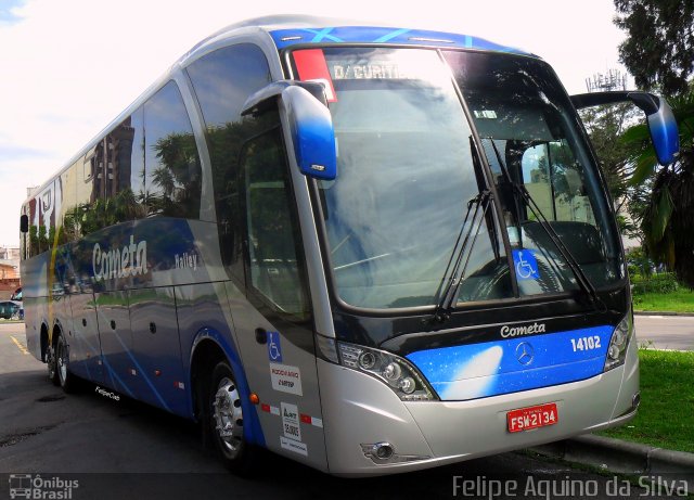 Viação Cometa 14102 na cidade de Curitiba, Paraná, Brasil, por Felipe Aquino da Silva. Número da foto: #4069536.