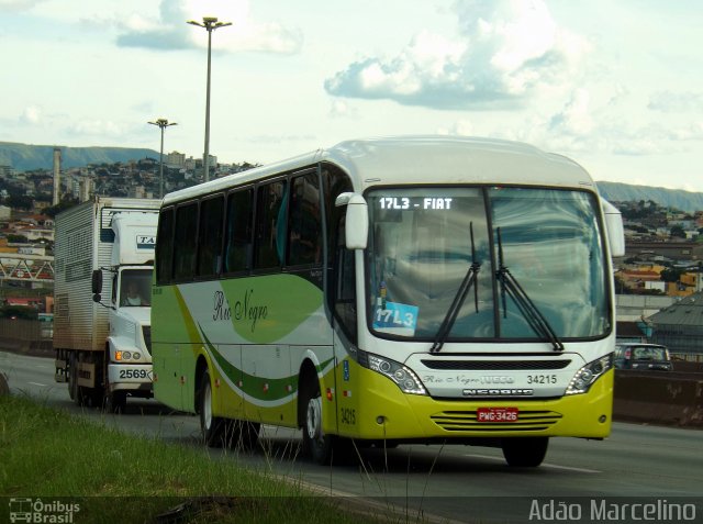 Rio Negro Fretamento e Turismo 34215 na cidade de Belo Horizonte, Minas Gerais, Brasil, por Adão Raimundo Marcelino. ID da foto: 4072425.