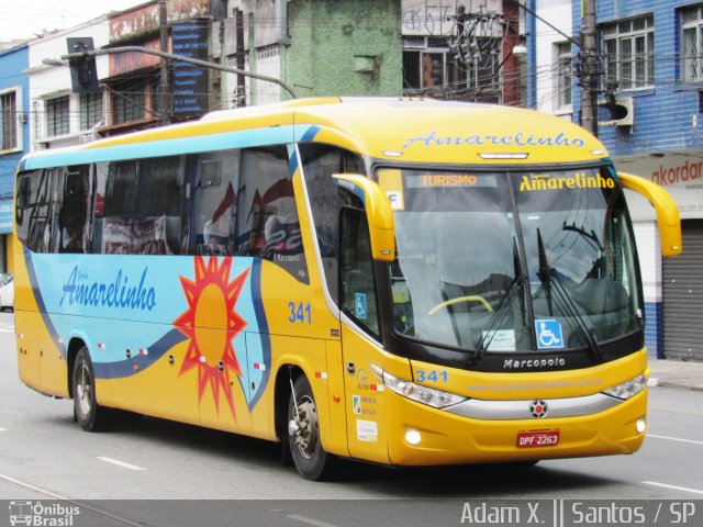 Expresso Amarelinho 341 na cidade de Santos, São Paulo, Brasil, por Adam Xavier Rodrigues Lima. ID da foto: 4073764.