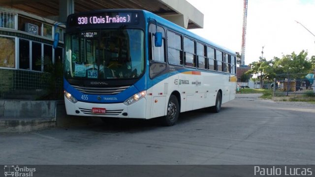 Transcol - Transportes Coletivos Ltda. 455 na cidade de Olinda, Pernambuco, Brasil, por Paulo Lucas. ID da foto: 4081486.