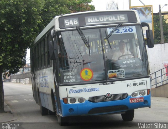Viação Ponte Coberta RJ 190.055 na cidade de Nova Iguaçu, Rio de Janeiro, Brasil, por Valter Silva. Número da foto: #4083172.