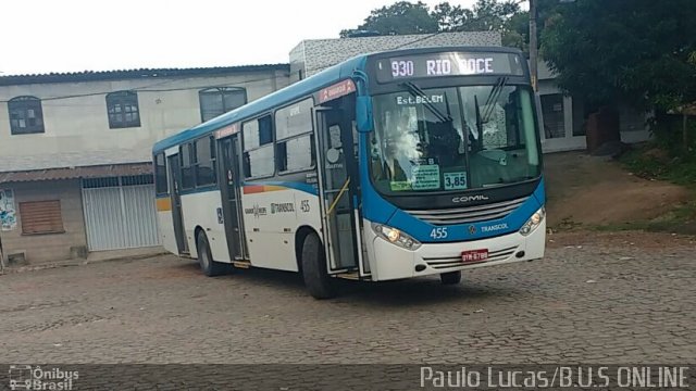 Transcol - Transportes Coletivos Ltda. 455 na cidade de Camaragibe, Pernambuco, Brasil, por Paulo Lucas. ID da foto: 4085122.