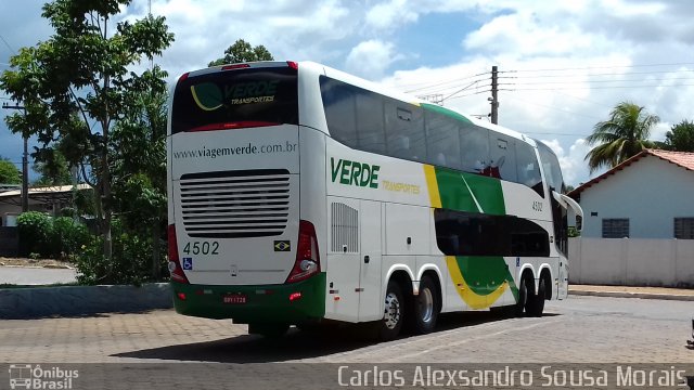 Verde Transportes 4502 na cidade de Piranhas, Goiás, Brasil, por Carlos Alexsandro Sousa Morais. Número da foto: #4084440.