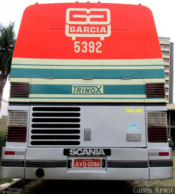 Viação Garcia 5392 na cidade de Londrina, Paraná, Brasil, por Carlos Júnior. ID da foto: 4040041.