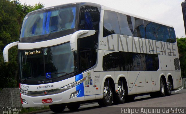 Auto Viação Catarinense 3532 na cidade de Curitiba, Paraná, Brasil, por Felipe Aquino da Silva. ID da foto: 4047480.