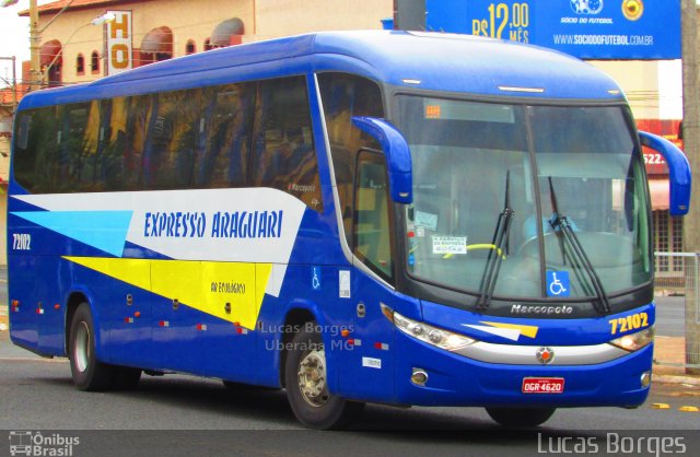 Expresso Araguari 72102 na cidade de Uberaba, Minas Gerais, Brasil, por Lucas Borges . ID da foto: 4047318.