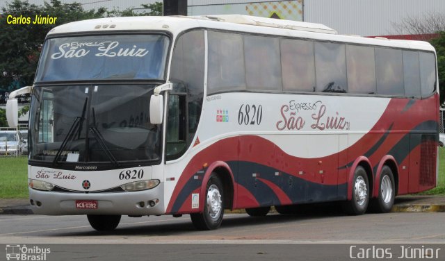 Expresso São Luiz 6820 na cidade de Goiânia, Goiás, Brasil, por Carlos Júnior. Número da foto: #4123335.