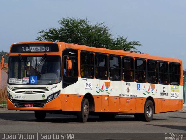 Taguatur - Taguatinga Transporte e Turismo 34-096 na cidade de São Luís, Maranhão, Brasil, por João Victor. ID da foto: 4144056.