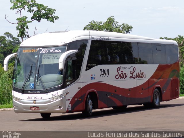 Expresso São Luiz 7490 na cidade de Barra do Garças, Mato Grosso, Brasil, por Lucas Ferreira dos Santos Gomes. ID da foto: 4148094.