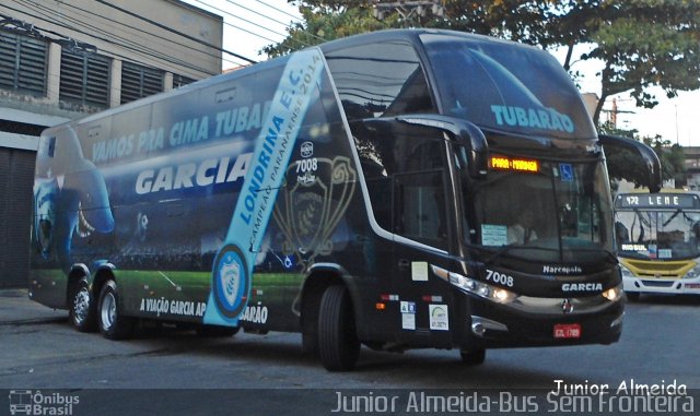 Viação Garcia 7008 na cidade de Rio de Janeiro, Rio de Janeiro, Brasil, por Junior Almeida. ID da foto: 4147882.