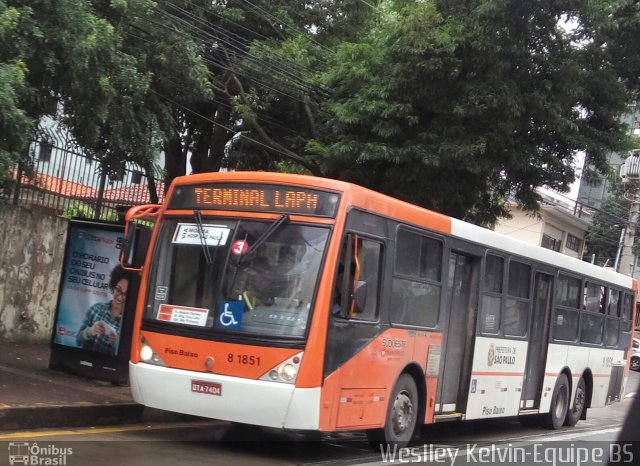 TRANSPPASS - Transporte de Passageiros 8 1851 na cidade de São Paulo, São Paulo, Brasil, por Weslley Kelvin Batista. Número da foto: #4150037.