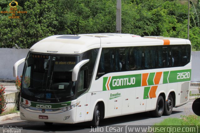 Empresa Gontijo de Transportes 21520 na cidade de Aracaju, Sergipe, Brasil, por Julio Cesar  Barbosa Martins. Número da foto: #4107332.
