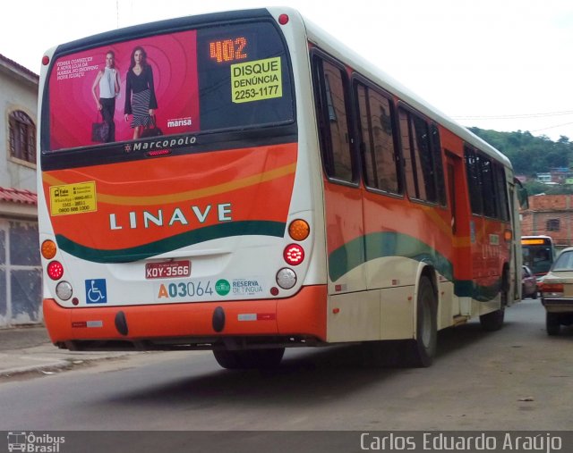 Linave Transportes A03064 na cidade de Nova Iguaçu, Rio de Janeiro, Brasil, por Carlos Eduardo Araújo dos Santos. Número da foto: #4203090.