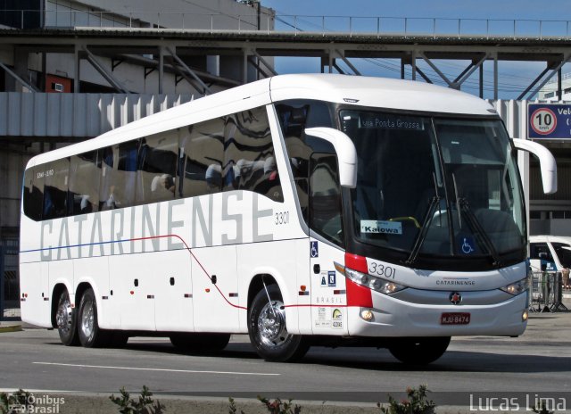 Auto Viação Catarinense 3301 na cidade de Rio de Janeiro, Rio de Janeiro, Brasil, por Lucas Lima. ID da foto: 4216973.