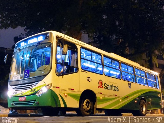 Viação Piracicabana Santos 4406 na cidade de Santos, São Paulo, Brasil, por Adam Xavier Rodrigues Lima. ID da foto: 4216633.