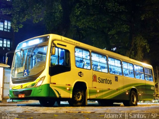 Viação Piracicabana Santos 4431 na cidade de Santos, São Paulo, Brasil, por Adam Xavier Rodrigues Lima. ID da foto: 4171618.