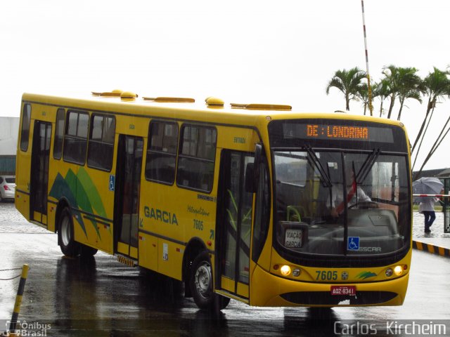 Viação Garcia 7605 na cidade de Londrina, Paraná, Brasil, por Carlos Kircheim. ID da foto: 4172826.