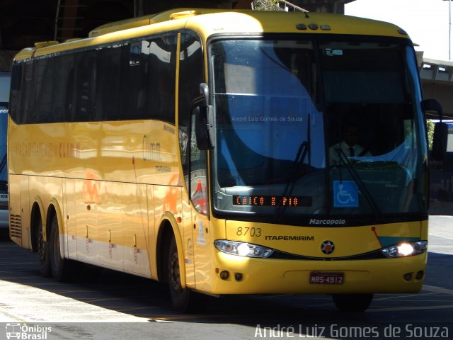 Viação Itapemirim 8703 na cidade de Rio de Janeiro, Rio de Janeiro, Brasil, por André Luiz Gomes de Souza. Número da foto: #4232122.