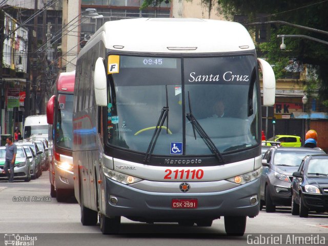 Viação Santa Cruz 211110 na cidade de Santos, São Paulo, Brasil, por Gabriel Almeida. ID da foto: 4238036.