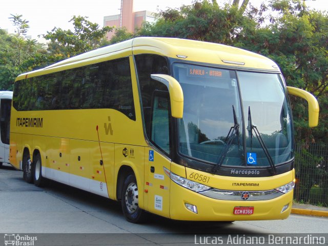 Viação Itapemirim 60581 na cidade de São Paulo, São Paulo, Brasil, por Lucas Adriano Bernardino. ID da foto: 4312255.