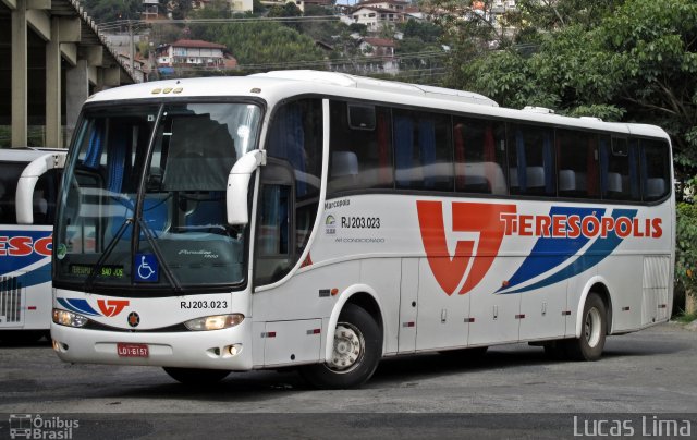 Viação Teresópolis RJ 203.023 na cidade de Teresópolis, Rio de Janeiro, Brasil, por Lucas Lima. ID da foto: 4313802.