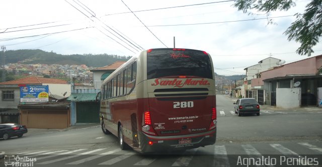 Santa Maria Fretamento e Turismo 280 na cidade de São Bernardo do Campo, São Paulo, Brasil, por Agnaldo Penides. ID da foto: 4314965.