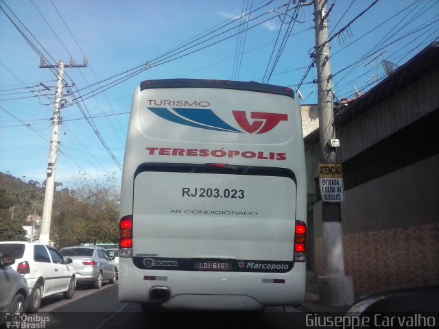 Viação Teresópolis RJ 203.023 na cidade de Nova Friburgo, Rio de Janeiro, Brasil, por Giuseppe Carvalho. Número da foto: #4314413.