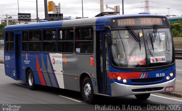 Empresa de Ônibus Vila Galvão 30.510 na cidade de São Paulo, São Paulo, Brasil, por Cristiano Soares da Silva. ID da foto: 4315066.