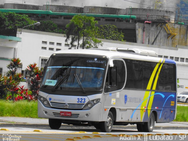 Caravellas Transportes e Turismo 323 na cidade de Cubatão, São Paulo, Brasil, por Adam Xavier Rodrigues Lima. ID da foto: 4319414.