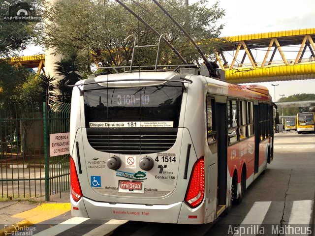 Himalaia Transportes > Ambiental Transportes Urbanos 4 1514 na cidade de São Paulo, São Paulo, Brasil, por Asprilla Matheus. ID da foto: 4329312.