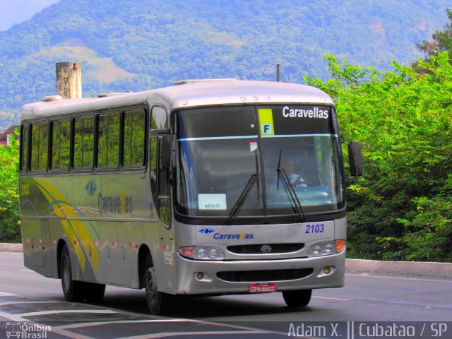 Caravellas Transportes e Turismo 2103 na cidade de Cubatão, São Paulo, Brasil, por Adam Xavier Rodrigues Lima. Número da foto: #4330584.