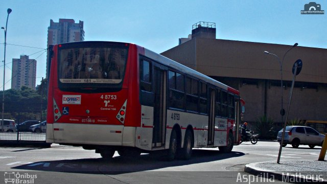 Express Transportes Urbanos Ltda 4 8753 na cidade de São Paulo, São Paulo, Brasil, por Asprilla Matheus. ID da foto: 4344301.