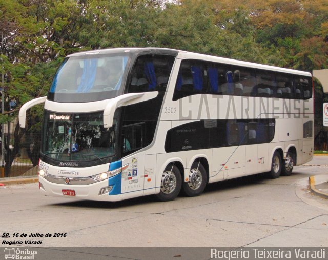 Auto Viação Catarinense 3502 na cidade de São Paulo, São Paulo, Brasil, por Rogério Teixeira Varadi. Número da foto: #4347181.