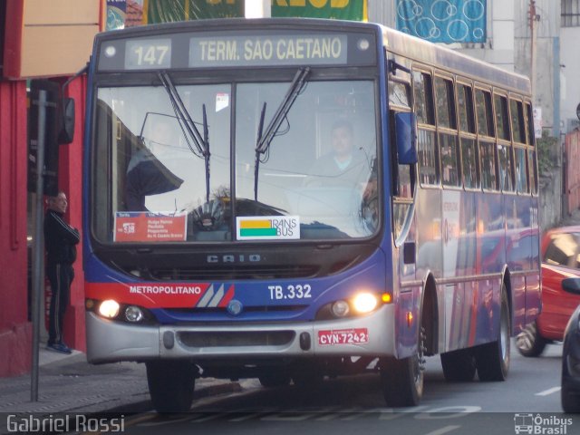 Trans Bus Transportes Coletivos TB.332 na cidade de São Caetano do Sul, São Paulo, Brasil, por Gabriel Rossi . Número da foto: #4348079.