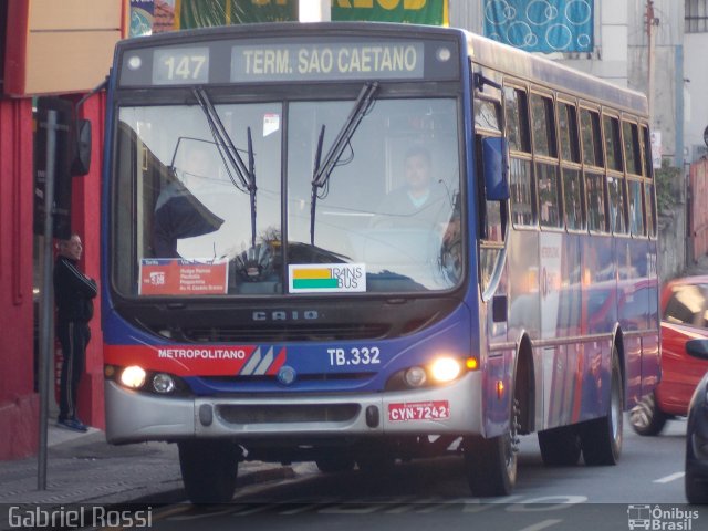 Trans Bus Transportes Coletivos TB.332 na cidade de São Caetano do Sul, São Paulo, Brasil, por Gabriel Rossi . ID da foto: 4348079.