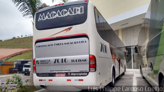 Auto Ônibus Macacari 7010 na cidade de Aparecida, São Paulo, Brasil, por Luis Philippe Cardoso Coelho. ID da foto: 4296131.