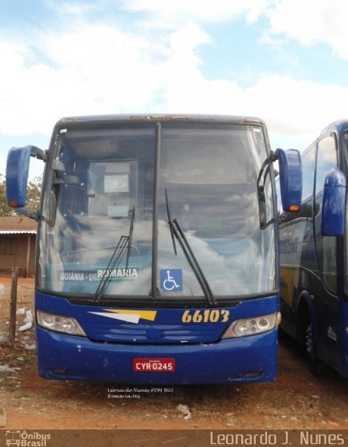 Expresso Araguari 66103 na cidade de Romaria, Minas Gerais, Brasil, por Leonardo J. Nunes. ID da foto: 4298033.