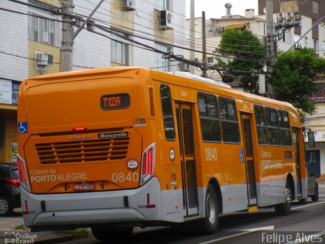 Companhia Carris Porto-Alegrense 0840 na cidade de Porto Alegre, Rio Grande do Sul, Brasil, por Felipe Alves. Número da foto: #4356072.
