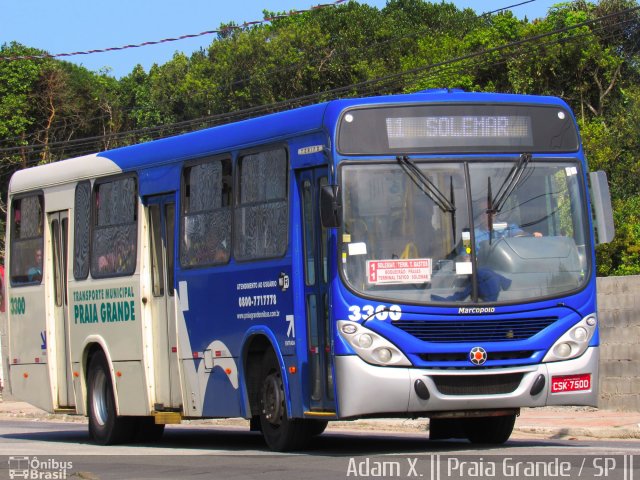 Viação Piracicabana Praia Grande 3300 na cidade de Praia Grande, São Paulo, Brasil, por Adam Xavier Rodrigues Lima. Número da foto: #4360656.