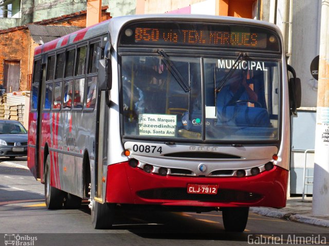 Auto Viação Urubupungá 00874 na cidade de Santana de Parnaíba, São Paulo, Brasil, por Gabriel Almeida. ID da foto: 4360407.