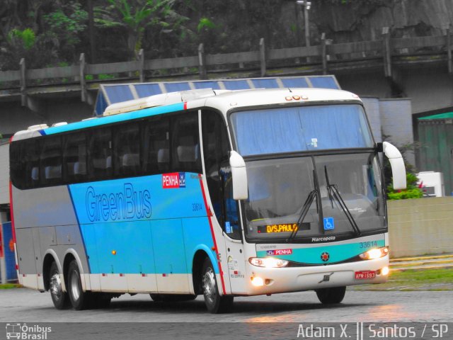 Empresa de Ônibus Nossa Senhora da Penha 33614 na cidade de Santos, São Paulo, Brasil, por Adam Xavier Rodrigues Lima. ID da foto: 4298445.