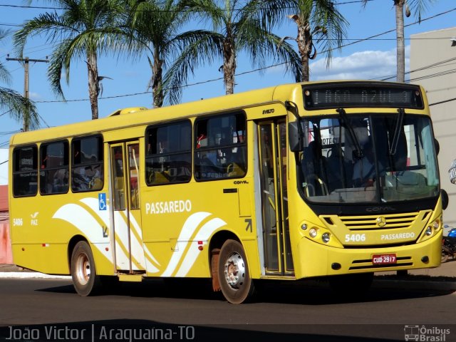 Passaredo Transporte e Turismo 5406 na cidade de Araguaína, Tocantins, Brasil, por João Victor. ID da foto: 4308170.