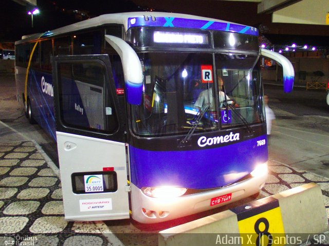 Viação Cometa 7669 na cidade de Santos, São Paulo, Brasil, por Adam Xavier Rodrigues Lima. ID da foto: 4308715.