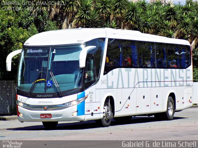 Auto Viação Catarinense 3412 na cidade de Curitiba, Paraná, Brasil, por Gabriel Giacomin de Lima. Número da foto: #4310120.