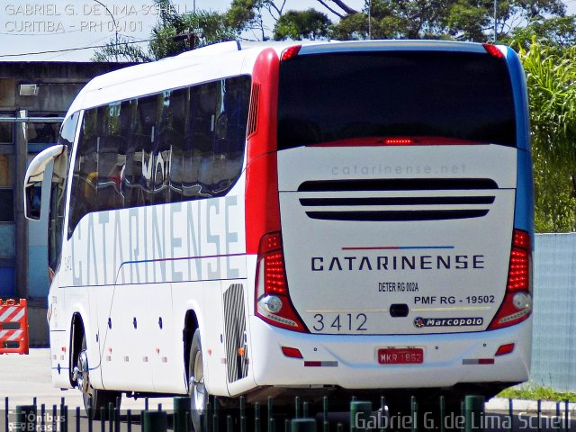 Auto Viação Catarinense 3412 na cidade de Curitiba, Paraná, Brasil, por Gabriel Giacomin de Lima. ID da foto: 4310129.