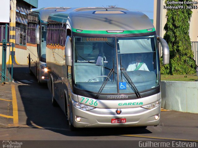 Viação Garcia 7736 na cidade de Londrina, Paraná, Brasil, por Guilherme Estevan. Número da foto: #4382590.